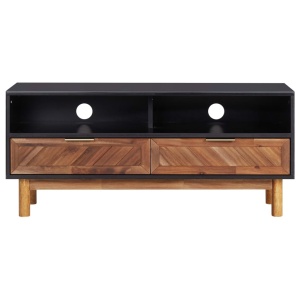 Comodă TV, 100 x 35 x 45 cm, lemn masiv de acacia și MDF - Img 2