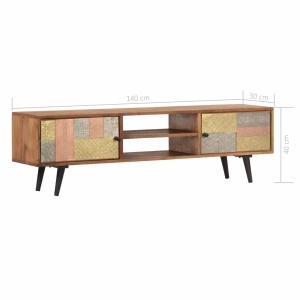 Comodă TV, 140x30x40 cm, lemn masiv de acacia - Img 7