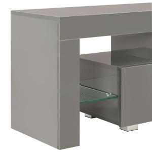 Comodă TV cu lumini LED, gri extralucios, 130x35x45 cm - Img 6