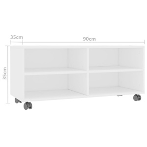 Comodă TV cu rotile, alb, 90x35x35, PAL - Img 5