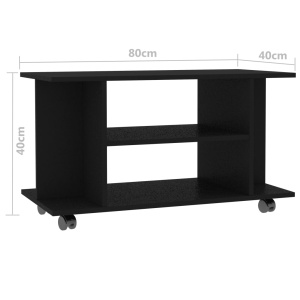 Comodă TV cu rotile, negru, 80 x 40 x 40 cm, PAL - Img 5