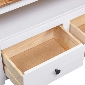 Comodă TV de colț alb 93x49x49 cm lemn masiv pin gama Panama - Img 6