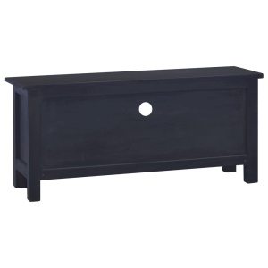 Comodă TV, negru cafeniu deschis,100x30x45cm, lemn masiv mahon - Img 5