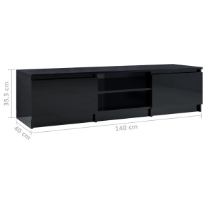 Comodă TV, negru extralucios, 140 x 40 x 35,5 cm, PAL - Img 9