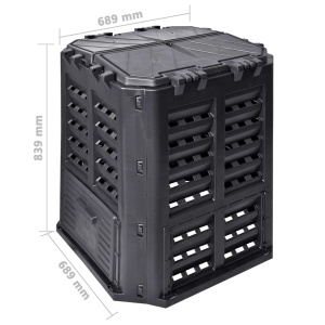 Compostor de grădină, negru, 68,9x68,9x83,9 cm, 360 L - Img 6