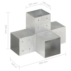 Conectori grindă, formă X, 4 buc, 101x101 mm, metal galvanizat - Img 6
