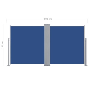 Copertină laterală retractabilă, albastru, 120 x 600 cm - Img 11