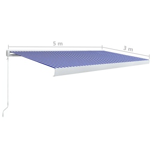 Copertină manuală tip casetă, albastru și alb, 500 x 300 cm - Img 6