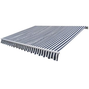 Copertină pliabilă cu acționare manuală, 300 cm, albastru/alb