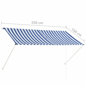Copertină retractabilă, albastru și alb, 250 x 150 cm - Img 7