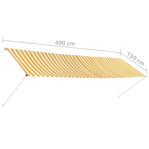 Copertină retractabilă, galben și alb, 400 x 150 cm - Img 6