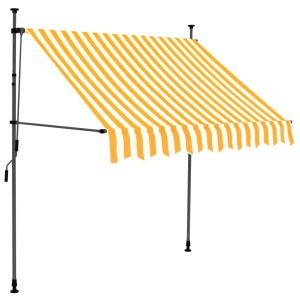 Copertină retractabilă manual cu LED, alb &amp; portocaliu, 200 cm - Img 2