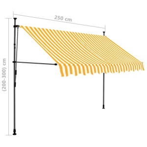 Copertină retractabilă manual cu LED, alb & portocaliu, 250 cm - Img 7