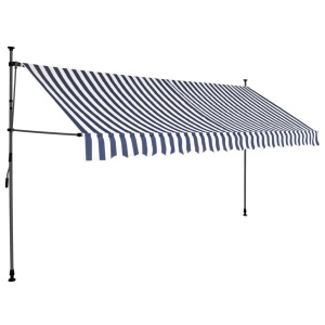 Copertină retractabilă manual cu LED, albastru &amp; alb, 400 cm - Img 2