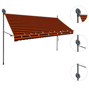 Copertină retractabilă manual cu LED, portocaliu & maro, 300 cm - Img 3