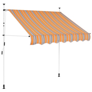 Copertină retractabilă manual, dungi galben și albastru, 150 cm