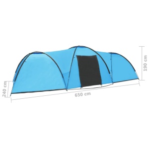 Cort camping tip iglu, 8 persoane, albastru, 650x240x190 cm - Img 10