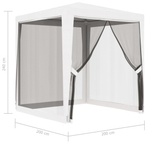 Cort de petrecere cu 4 pereți din plasă, alb, 2 x 2 m - Img 5