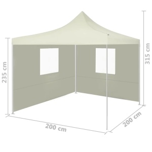 Cort de petrecere pliabil cu 2 pereți, crem, 2 x 2 m, oțel - Img 9