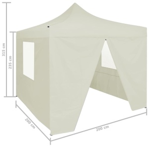 Cort de petrecere pliabil cu 4 pereți, crem, 2 x 2 m, oțel - Img 9