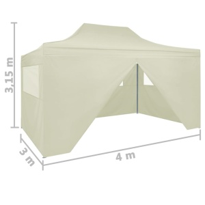 Cort de petrecere pliabil cu 4 pereți, crem, 3 x 4 m, oțel - Img 11