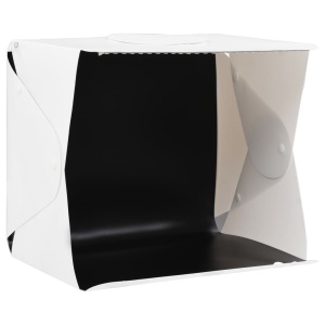 Cort foto cu LED-uri pliabil, alb, 40 x 34 x 37 cm, plastic - Img 3