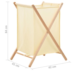 Coș de rufe, bej, lemn cedru și material textil, 42x41x64 cm - Img 6