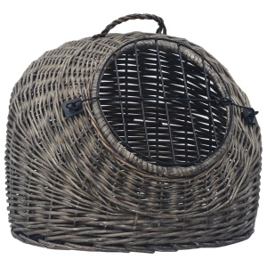 Coș de transport pisici, gri, 45 x 35 x 35 cm, răchită naturală - Img 3