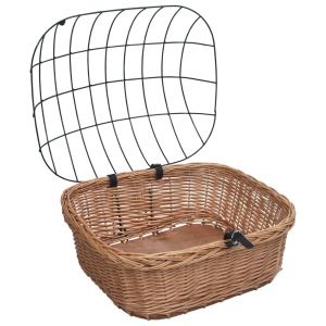 Coș frontal bicicletă cu capac, 50x45x35 cm, salcie naturală - Img 8
