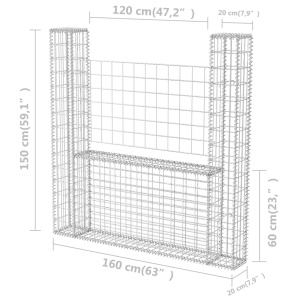 Coș gabion in formă de U, 160 x 20 x 150 cm, oțel galvanizat - Img 5