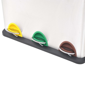 Coș gunoi cu pedale pentru reciclare, oțel inoxidabil, 3 x 8 L - Img 3
