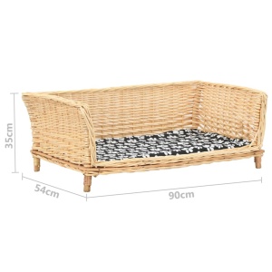 Coș pentru câini cu pernă, 90x54x35 cm, salcie naturală - Img 5