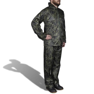 Costum ploaie bărbați 2 piese cu glugă Camuflaj M