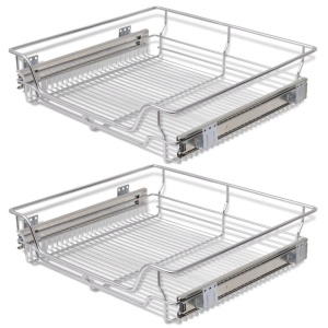 Coșuri retractabile din sârmă, 2 buc., argintiu, 600 mm - Img 2