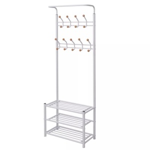 Cuier cu rafturi pentru pantofi, 68 x 32 x 182,5 cm, alb