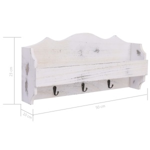 Cuier de perete, alb, 50 x 10 x 23 cm, lemn - Img 6