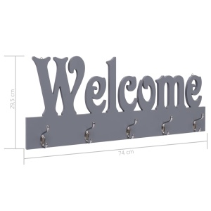 Cuier de perete WELCOME, gri, 74 x 29,5 cm - Img 5