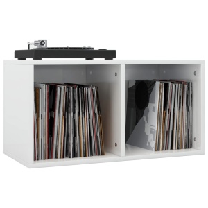 Cutie de depozitare vinyl-uri, alb lucios, 71 x 34 x 36 cm, PAL - Img 3
