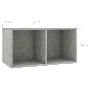 Cutie de depozitare vinyl-uri, gri beton, 71 x 34 x 36 cm, PAL - Img 5