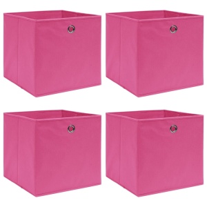 Cutii depozitare, 4 buc., roz, 32x32x32 cm, textil