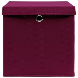 Cutii depozitare cu capac 10 buc. roșu inchis 32x32x32cm textil - Img 6