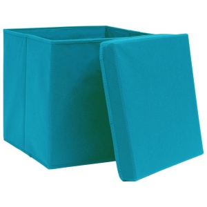Cutii depozitare cu capace, 10 buc., bleu, 32x32x32 cm, textil - Img 4
