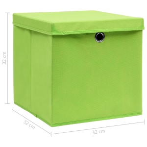 Cutii depozitare cu capace, 4 buc., verde, 32x32x32 cm, textil - Img 5