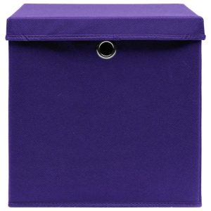 Cutii depozitare cu capace, 4 buc., violet, 32x32x32 cm, textil - Img 6