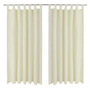 Draperii micro-satin cu bride, 140 x 175 cm, crem, 2 buc.