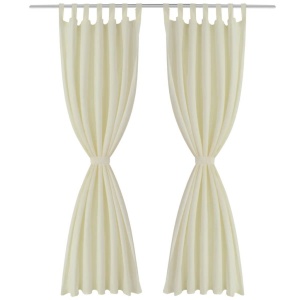 Draperii micro-satin cu bride, 140 x 245 cm, crem, 2 buc. - Img 2
