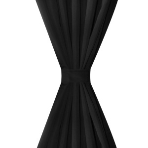 Draperii micro-satin cu bride, 2 buc, 140 x 245 cm, negru - Img 3