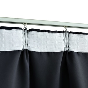 Draperii opace cu cârlige, 2 buc., negru, 140 x 175 cm - Img 4