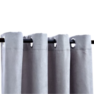 Draperii opace cu inele metalice, 2 buc., gri, 140 x 175 cm - Img 4