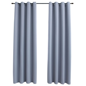 Draperii opace cu inele metalice, 2 buc., gri, 140 x 245 cm - Img 2